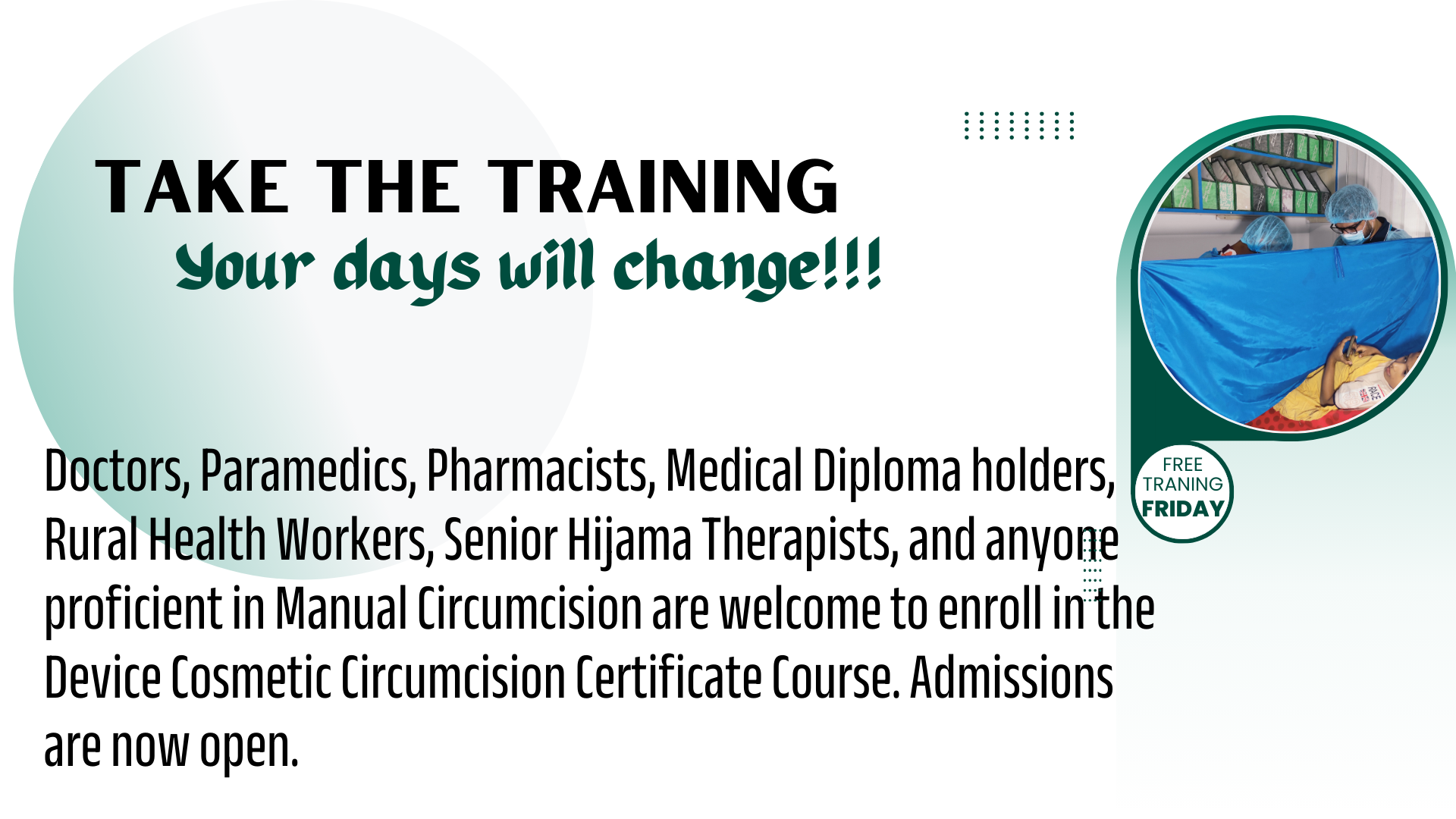 Free circumcision training with 30 pcs device online and offline